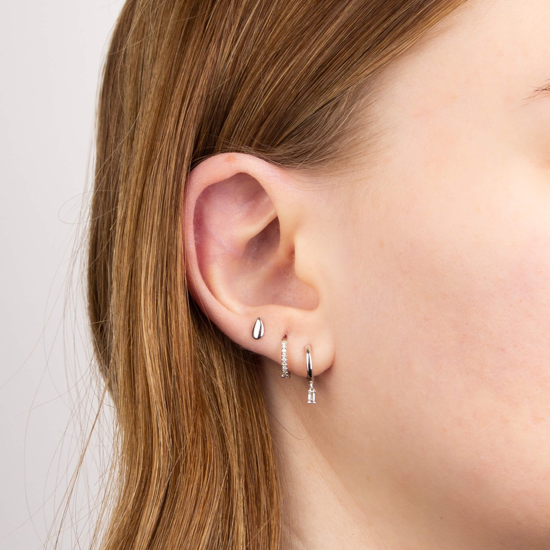 Elements Gold Hoop Earrings with Pave Diamonds