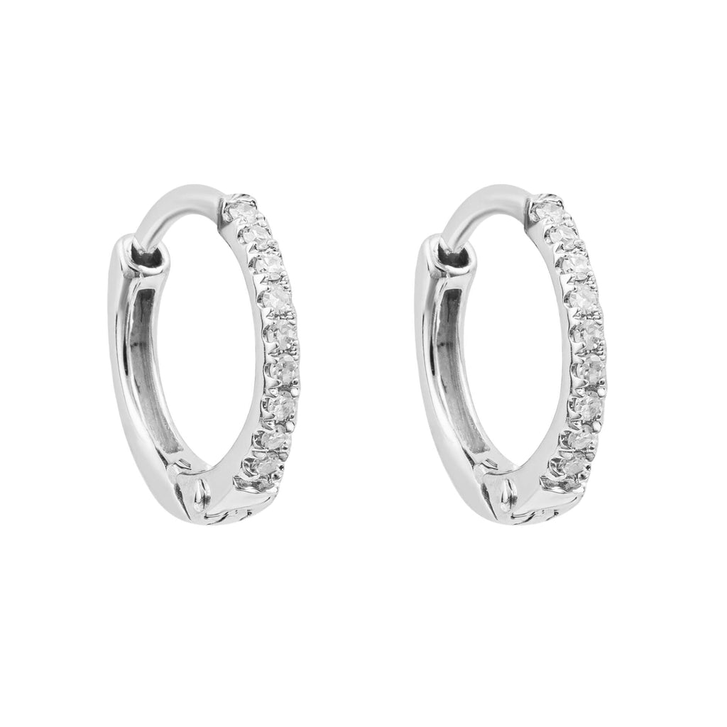 Elements Gold Hoop Earrings with Pave Diamonds