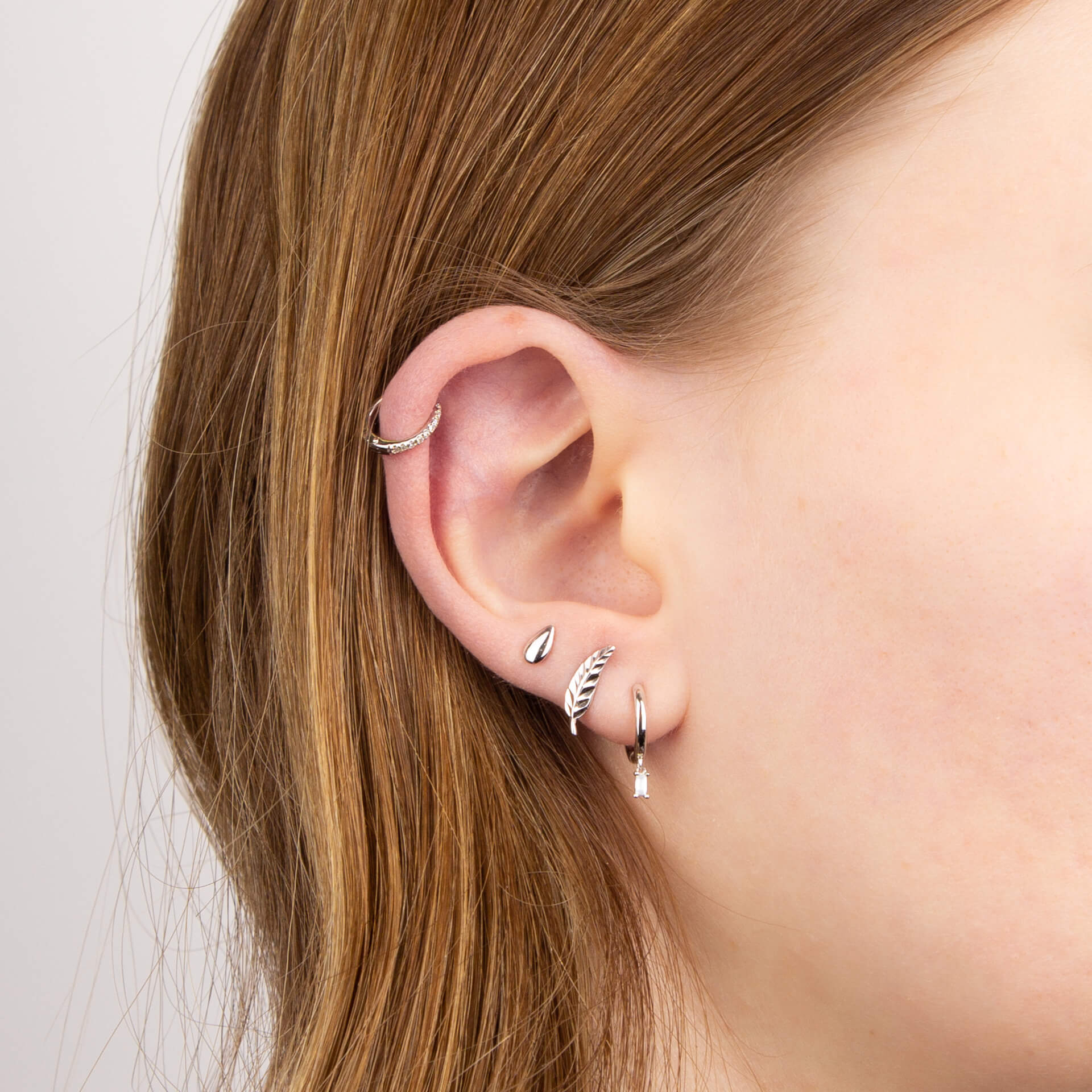 Elements Gold Hoop Earrings with Pave Diamonds