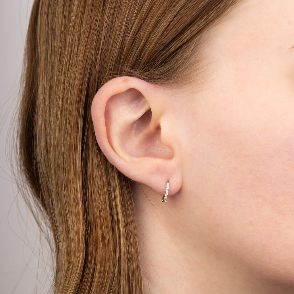 Elements Gold Hoop Earrings with Pave Diamonds