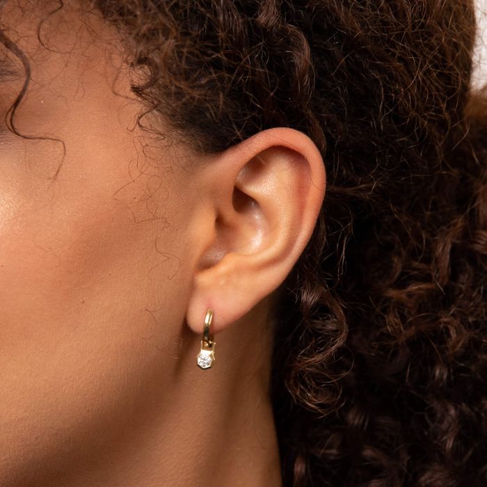 Elements Gold Octagon Diamond Hoop Earrings GE2448