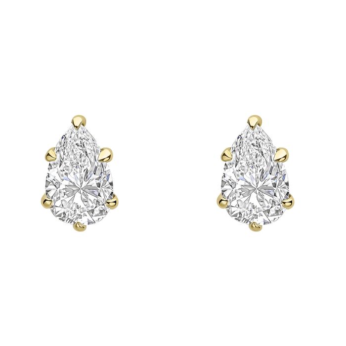 Elements Gold Pear Cut Stud Earrings