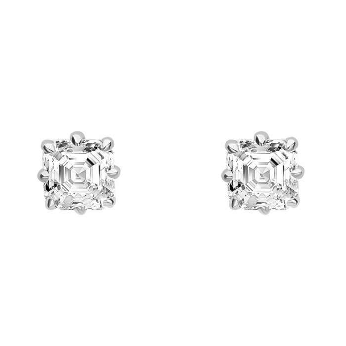 Elements Gold Asscher Cut Solitaire Stud Earrings