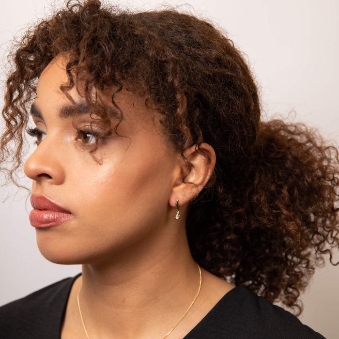 Elements Gold Pear Cut Knife Edge Hoop Earrings