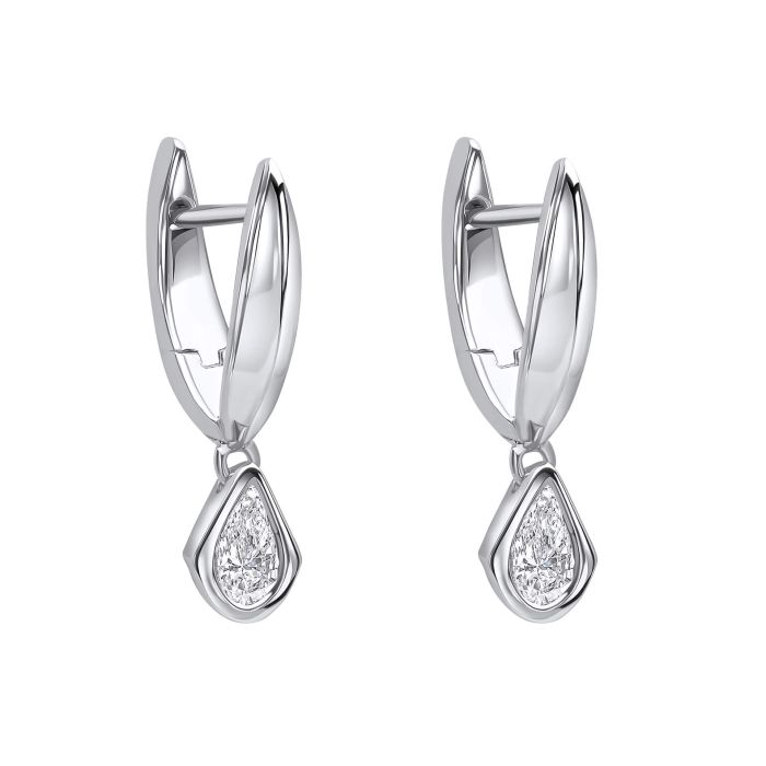 Elements Gold Pear Cut Knife Edge Hoop Earrings