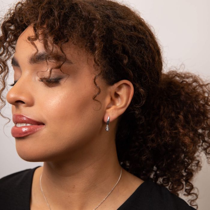 Elements Gold Pear Cut Knife Edge Hoop Earrings