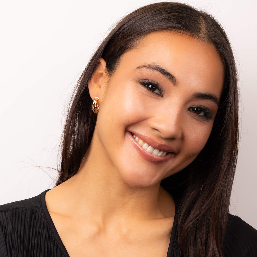 Elements Gold Rope Textured Hoop Earrings