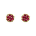 Elements Gold Seven Stone Ruby Cluster Earrings