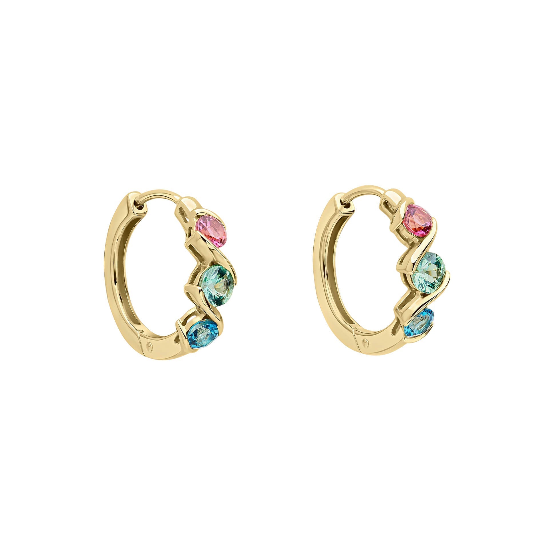 Elements Gold Amalfi Three Colour Twist Hoop Earrings