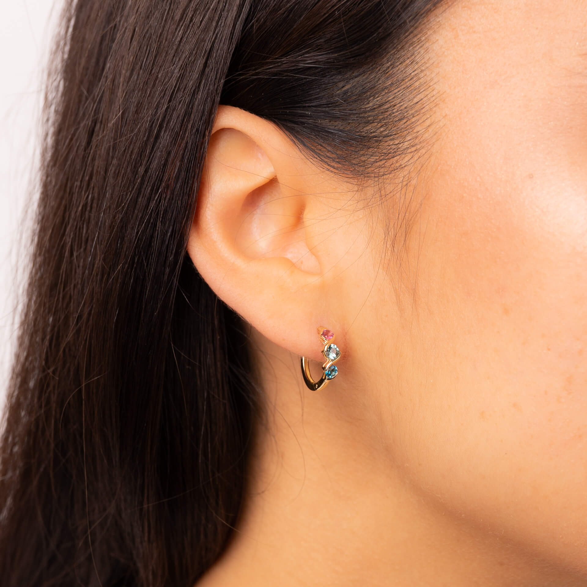 Elements Gold Amalfi Three Colour Twist Hoop Earrings