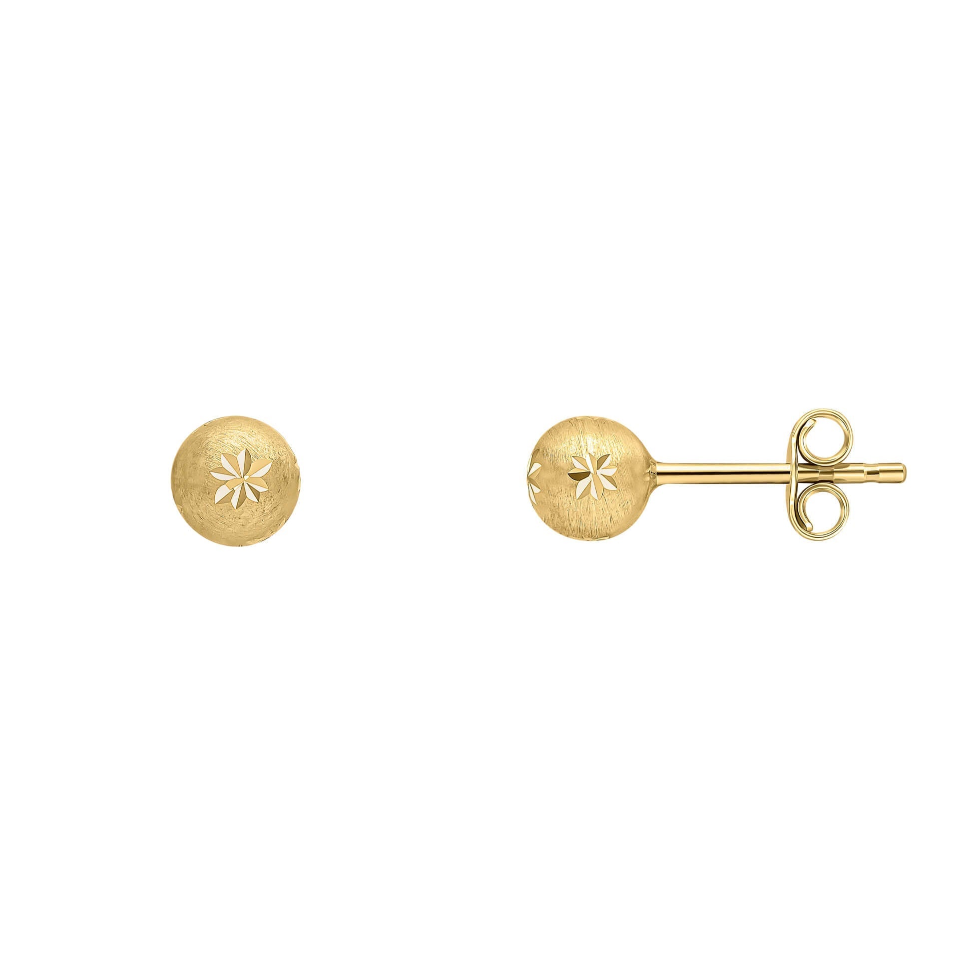 Elements Gold Starburst Detail Ball Stud Earrings