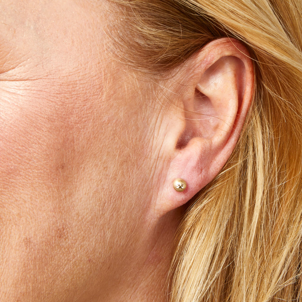Elements Gold Starburst Detail Ball Stud Earrings