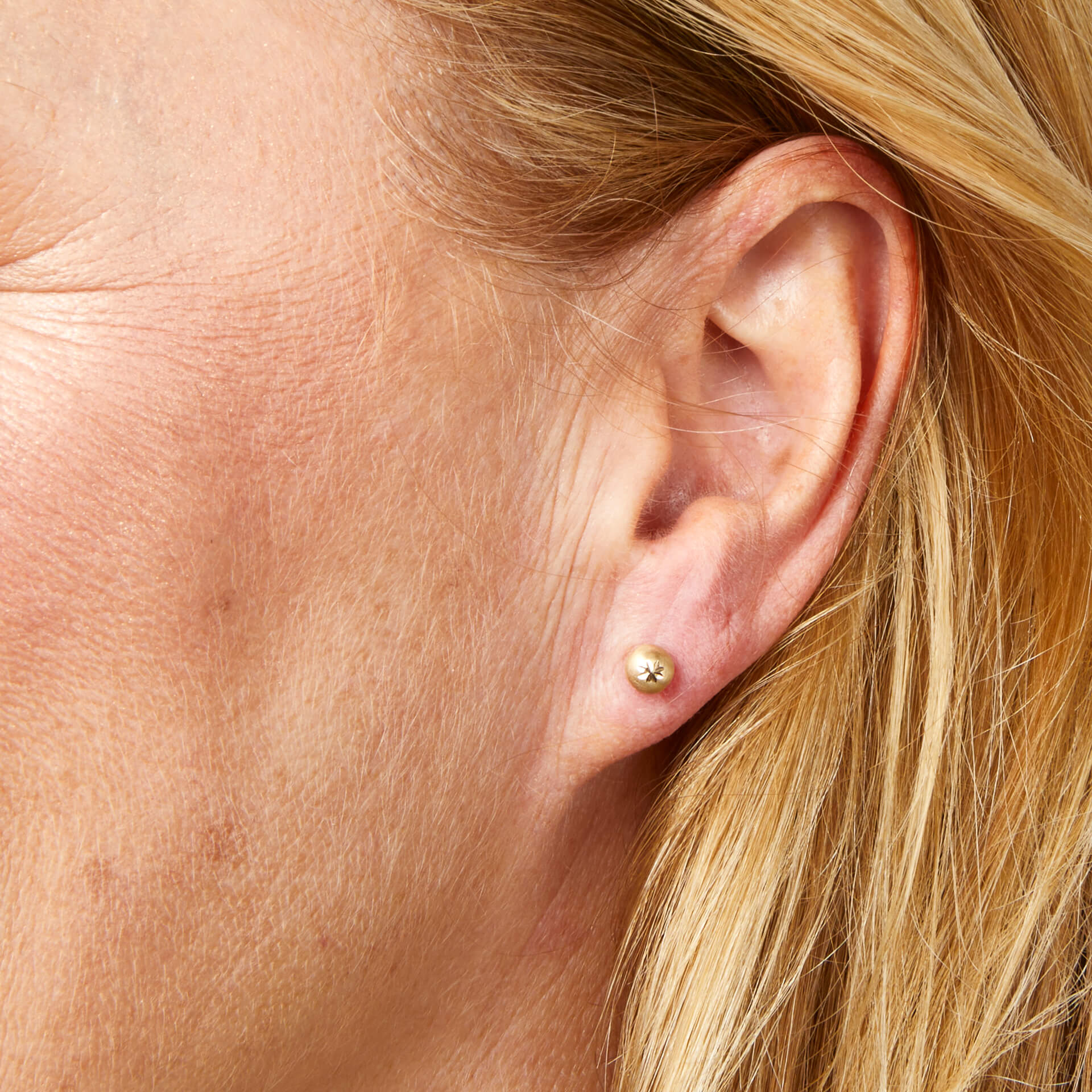 Elements Gold Starburst Detail Ball Stud Earrings