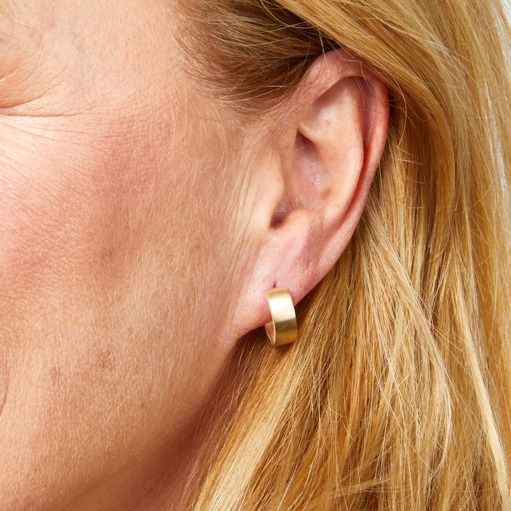 Elements Gold Brushed Chunky Hoop Earrings