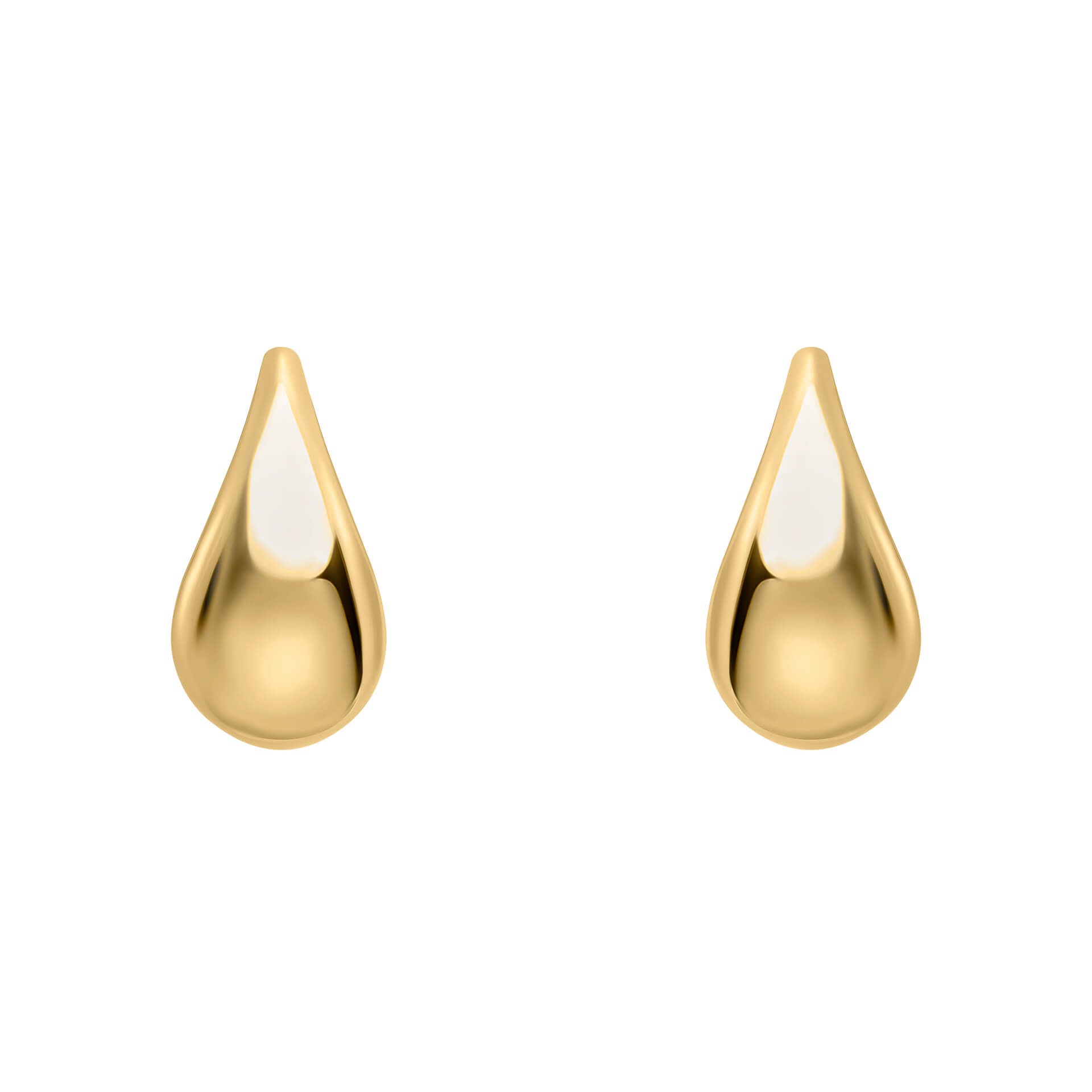Elements Gold Plain Teardrop Stud Earrings