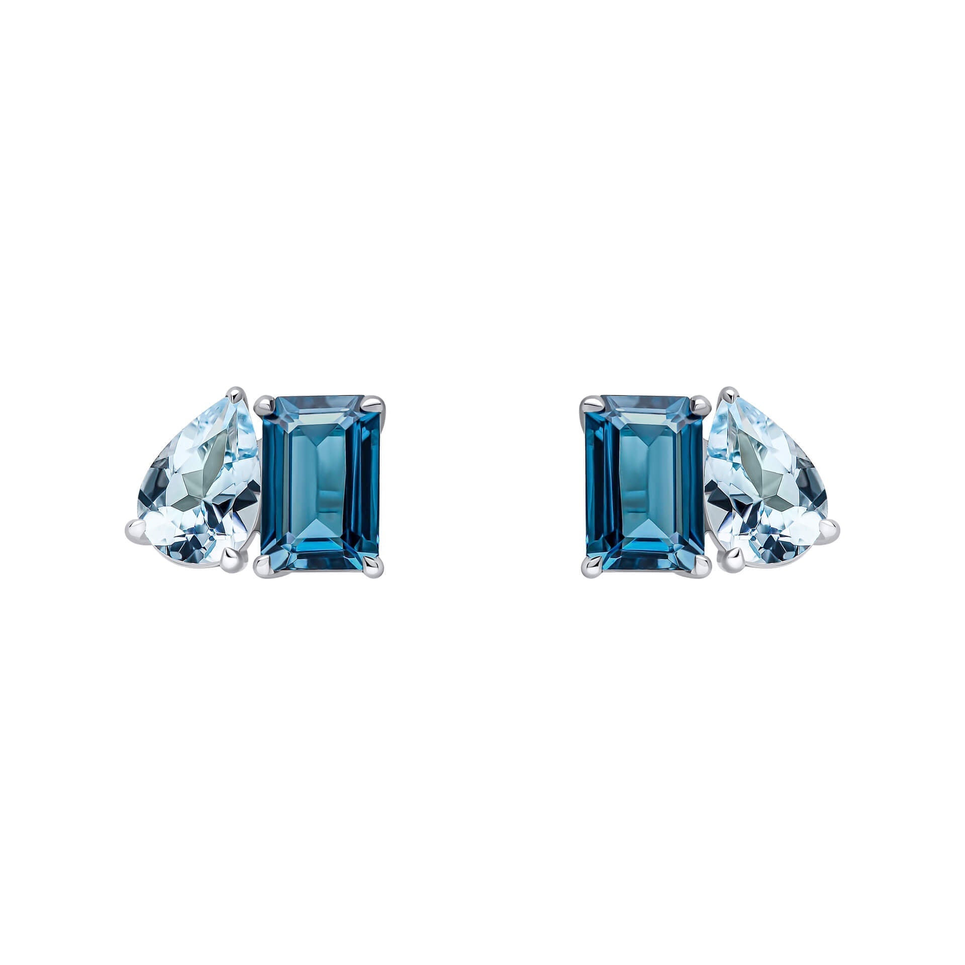 Elements Gold Toi et Moi Blue Topaz Stud Earrings