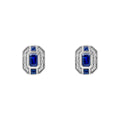 Elements Gold Sapphire Channel and Diamond Stud Earrings