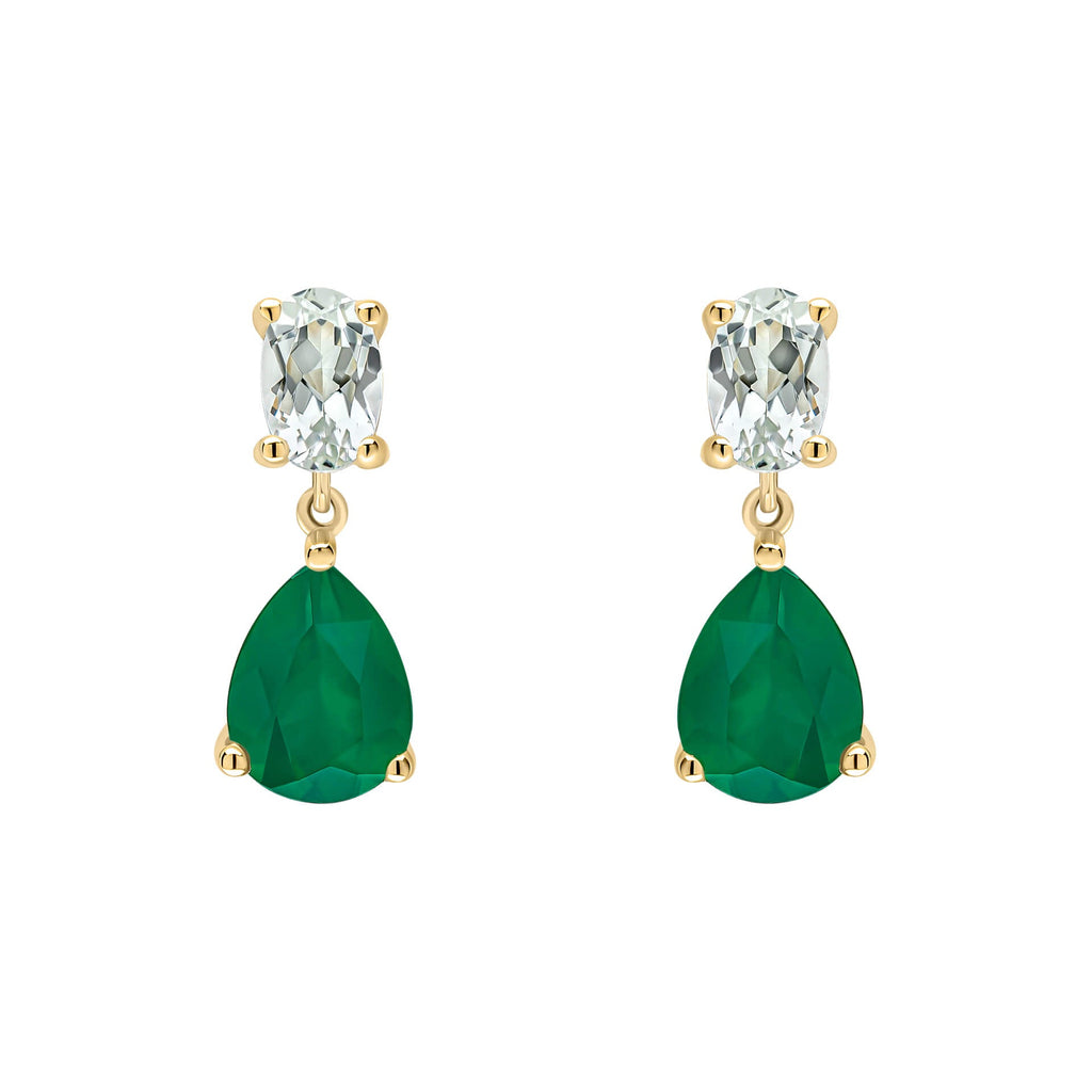 Elements Gold Toi et Moi Amethyst and Onyx Drop Earrings