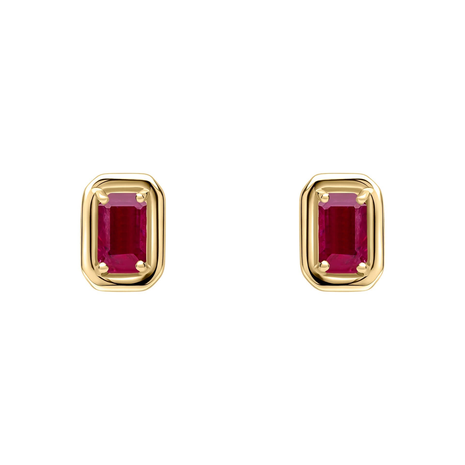 Elements Gold Chunky Border Precious Stone Stud Earrings