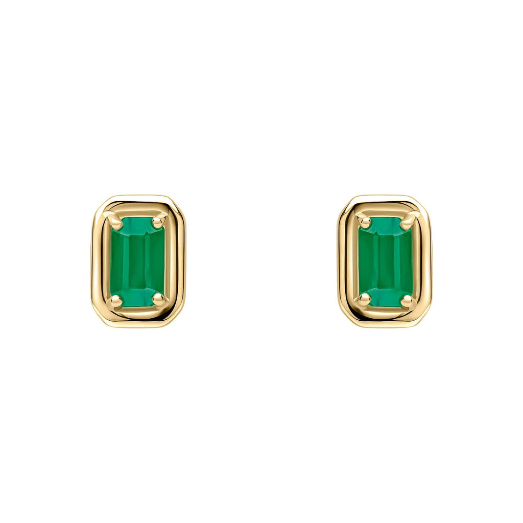 Elements Gold Chunky Border Precious Stone Stud Earrings