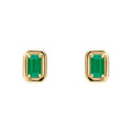 Elements Gold Chunky Border Precious Stone Stud Earrings