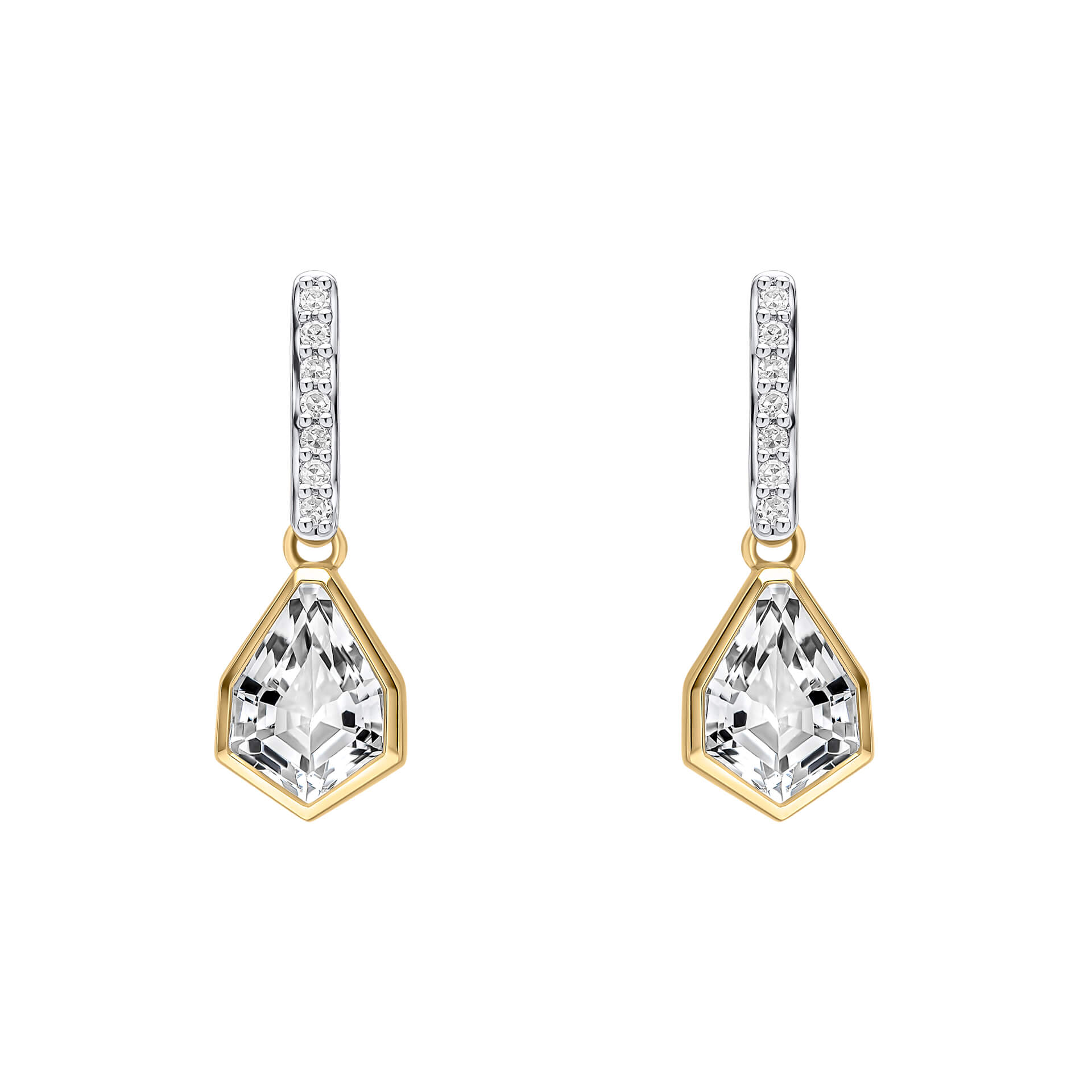 Elements Gold Shield Cut Topaz Drop Earrings