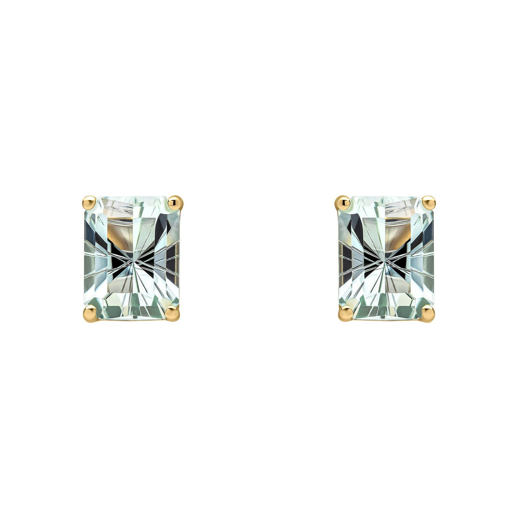Elements Gold Octagonal Fancy Cut Amethyst Stud Earrings