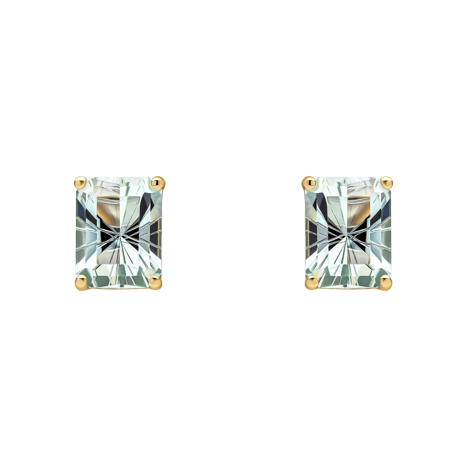 Elements Gold Octagonal Fancy Cut Amethyst Stud Earrings