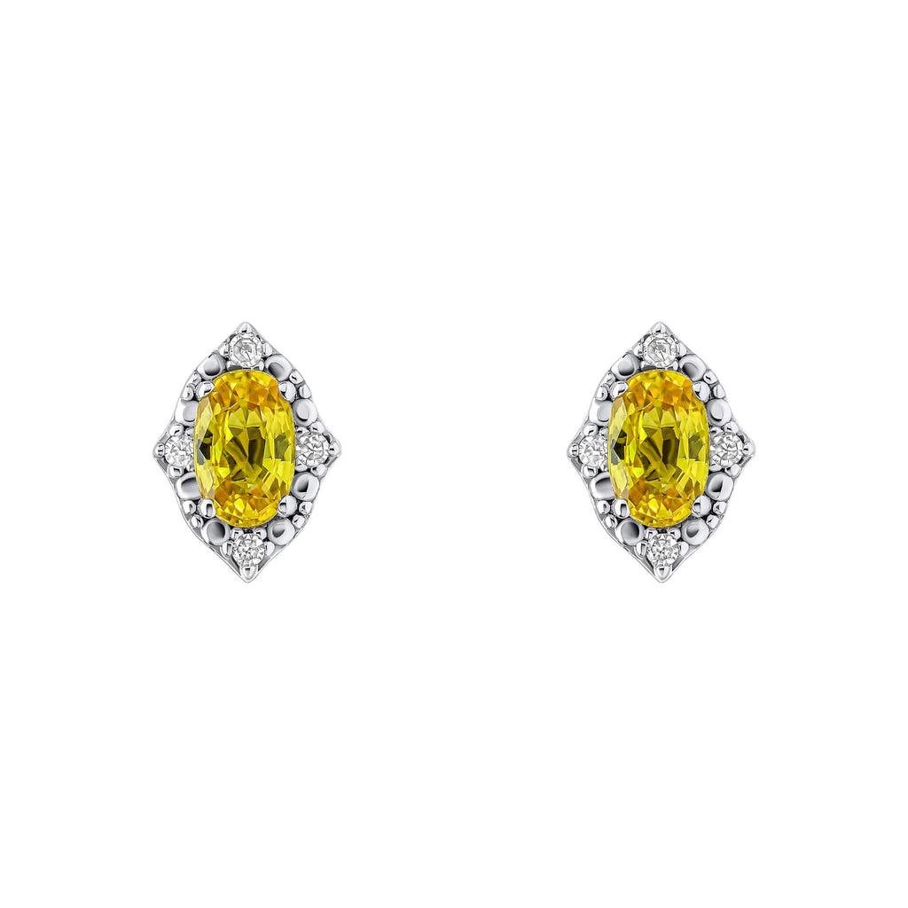 Elements Gold Oval Sapphire and Diamond Stud Earrings