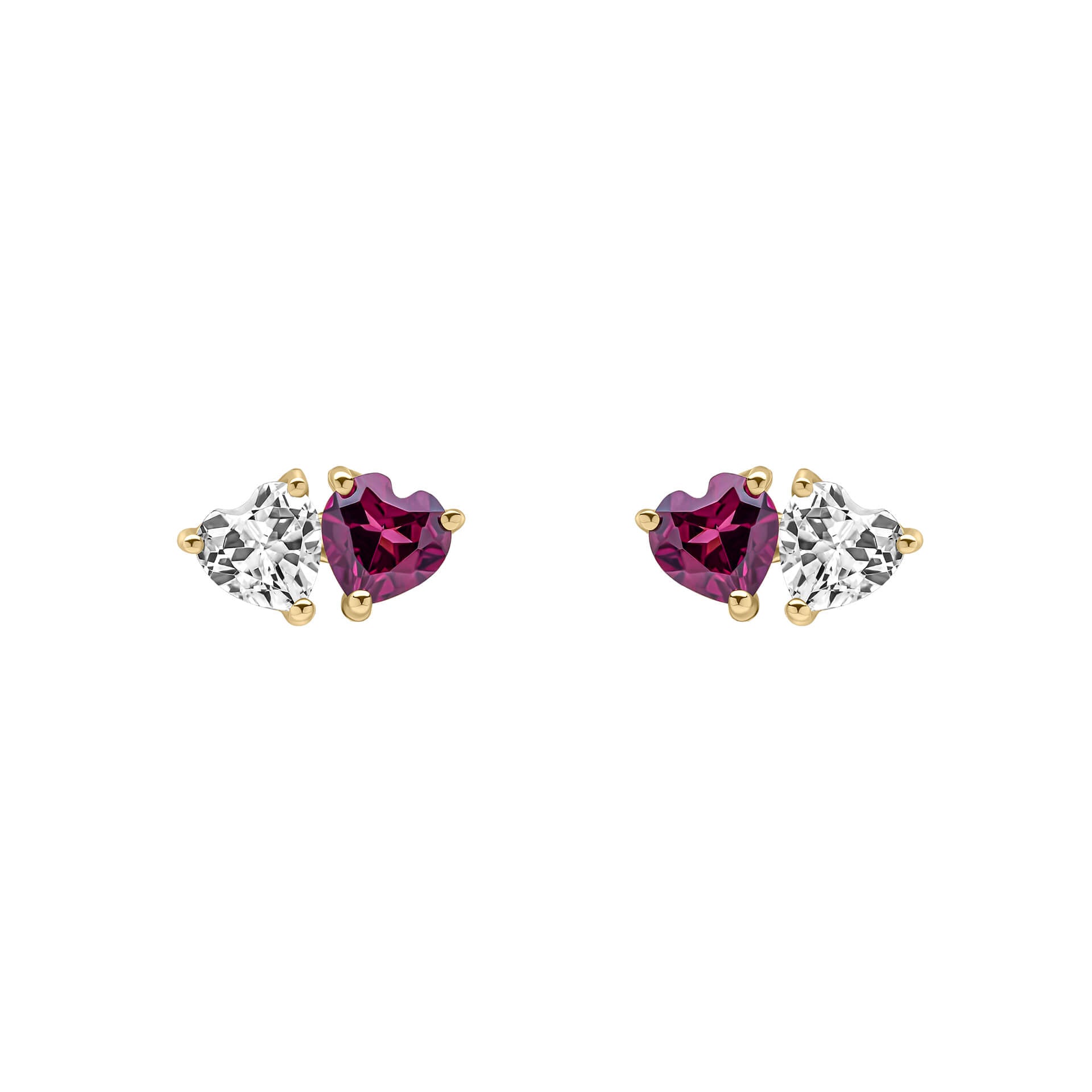 Elements Gold Toi et Moi Heart Stud Earrings