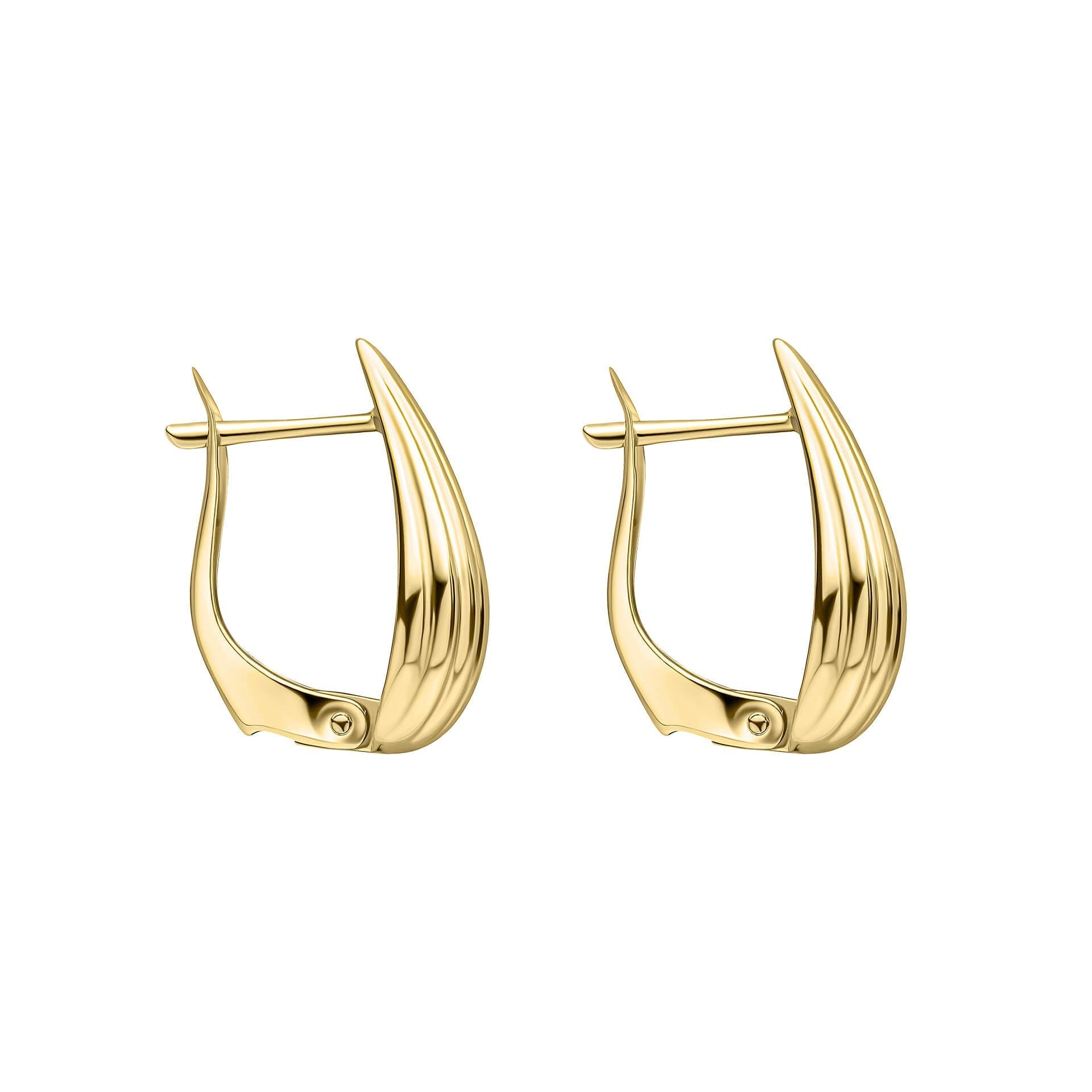 Elements Gold Ridged Teardrop Hoop Earrings