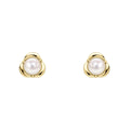 Elements Gold Petal Set Pearl Stud Earrings
