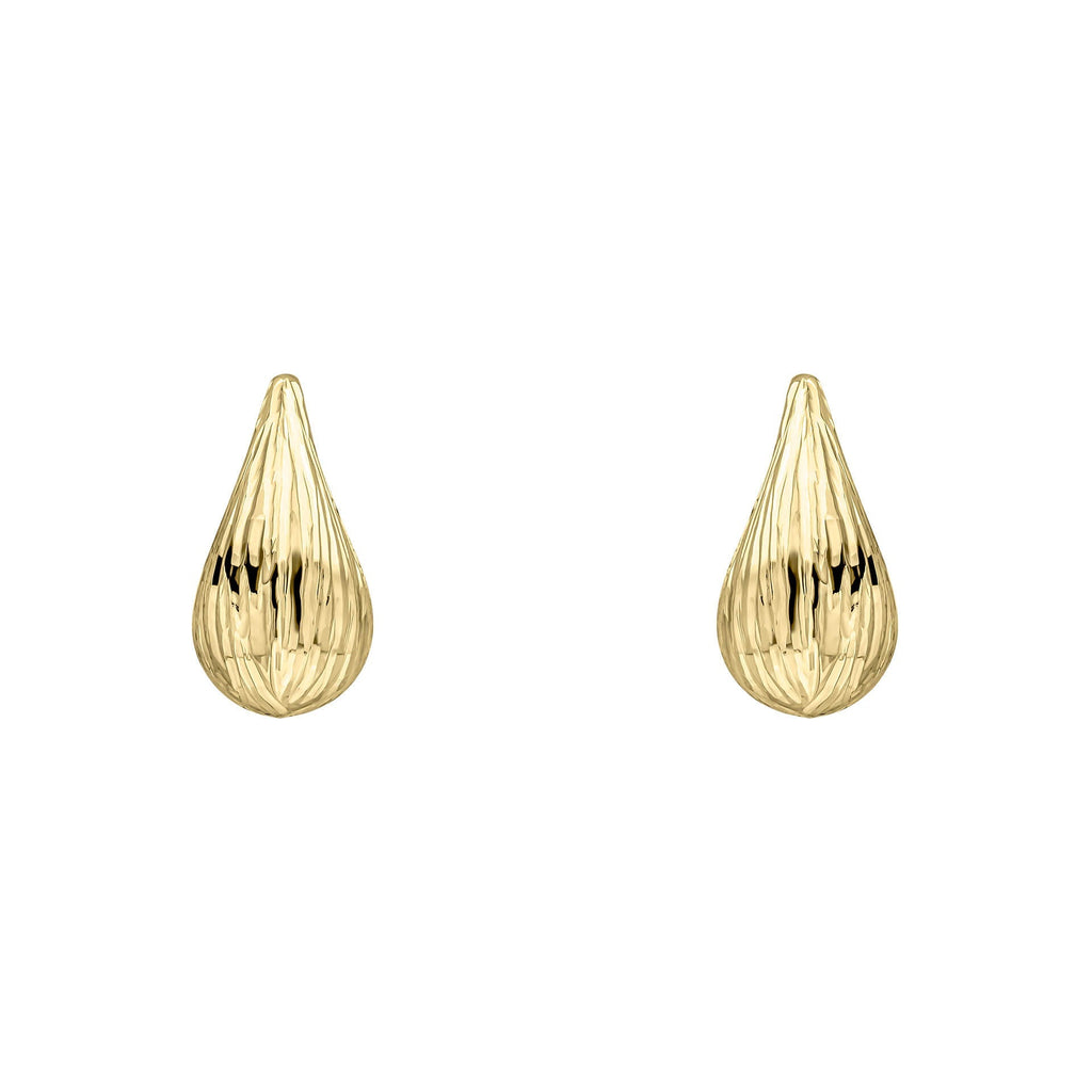 Elements Gold Ridged Teardrop Stud Earrings