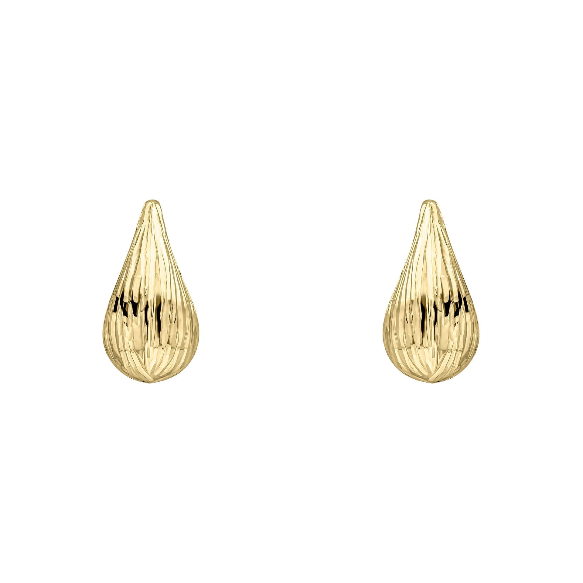 Elements Gold Ridged Teardrop Stud Earrings