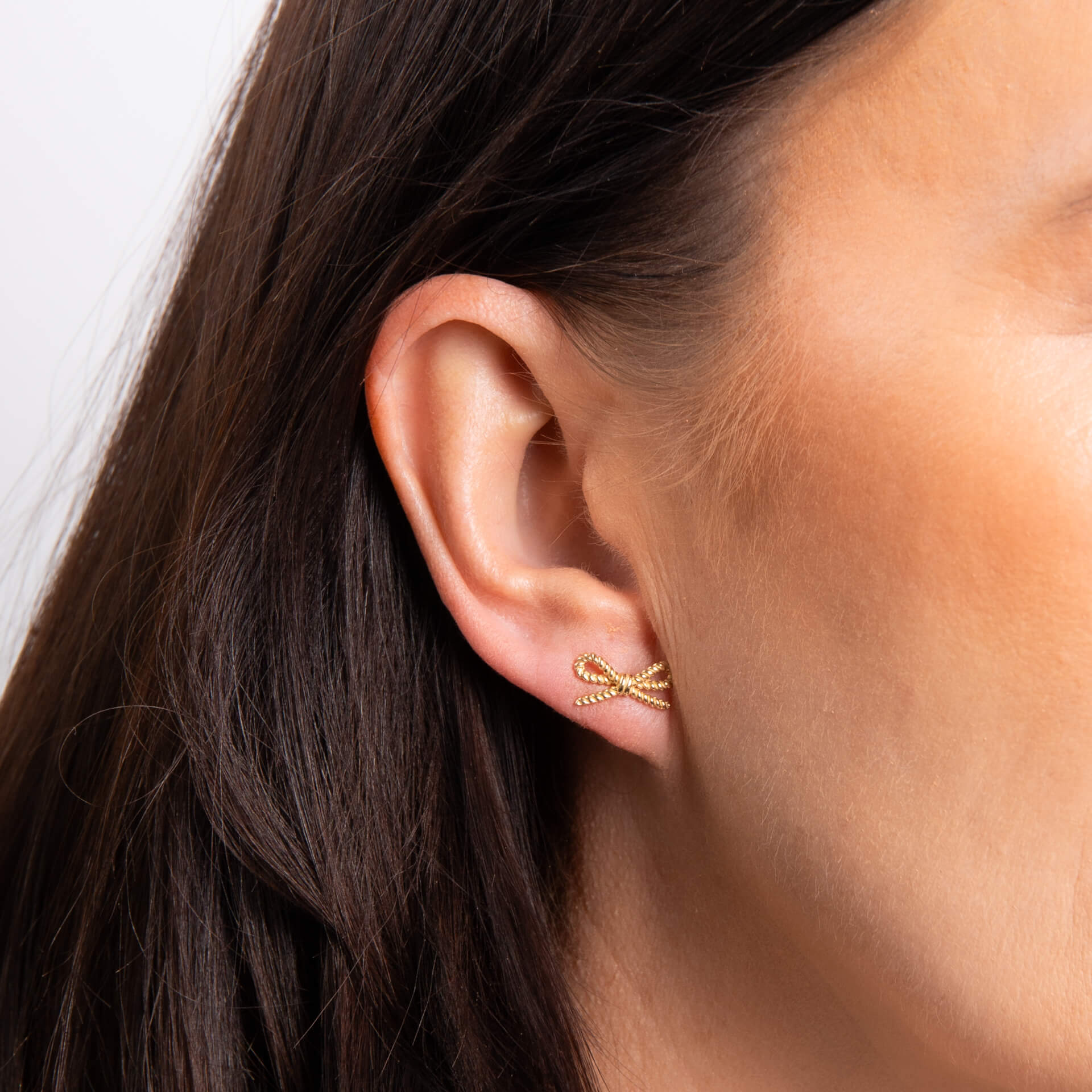 Elements Gold Rope Bow Stud Earrings