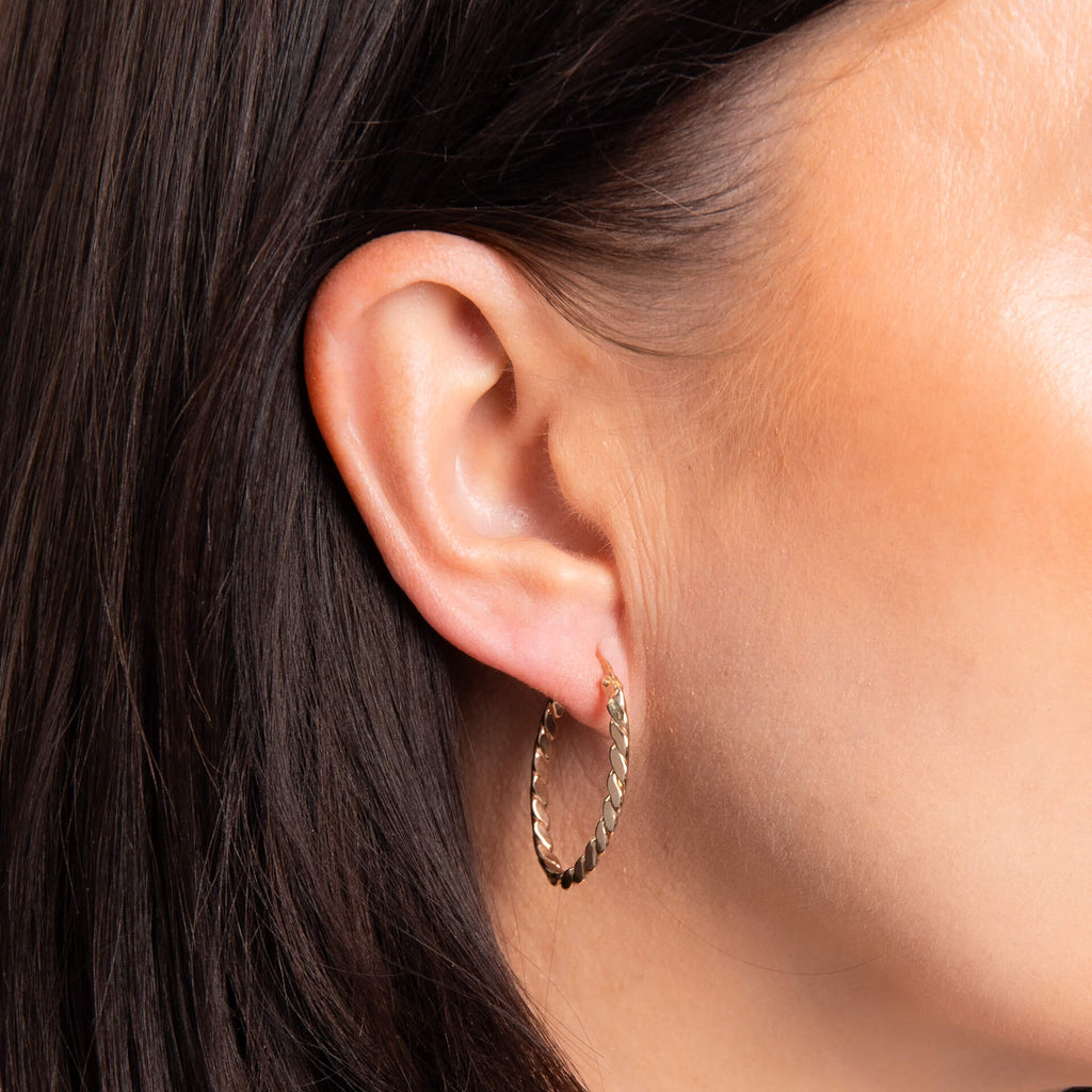 Elements Gold Twisted Rope Hoop Earrings