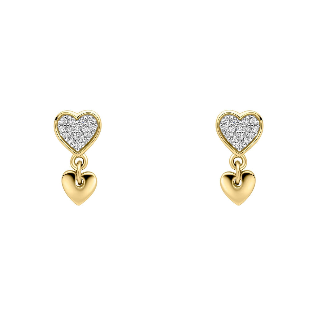 Elements Gold Double Heart Drop Earrings