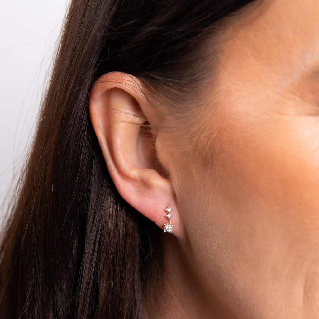 Elements Gold Diamond Trilogy Drop Earrings