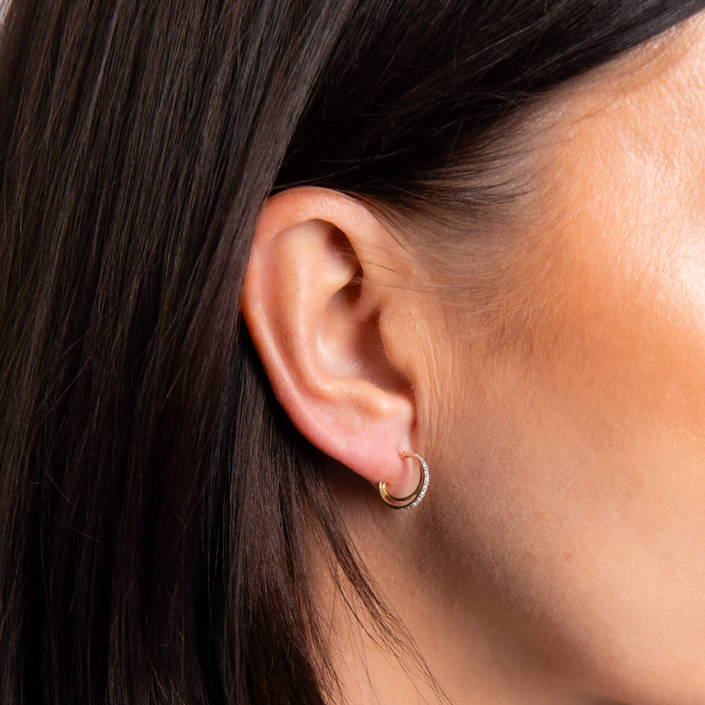Elements Gold Diamond Double Hoop Earrings