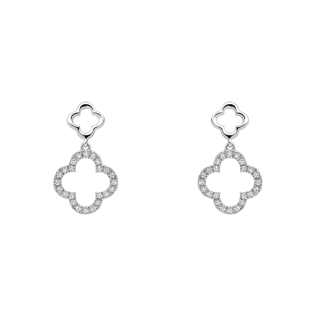 Elements Gold Diamond Quatrefoil Drop Earrings