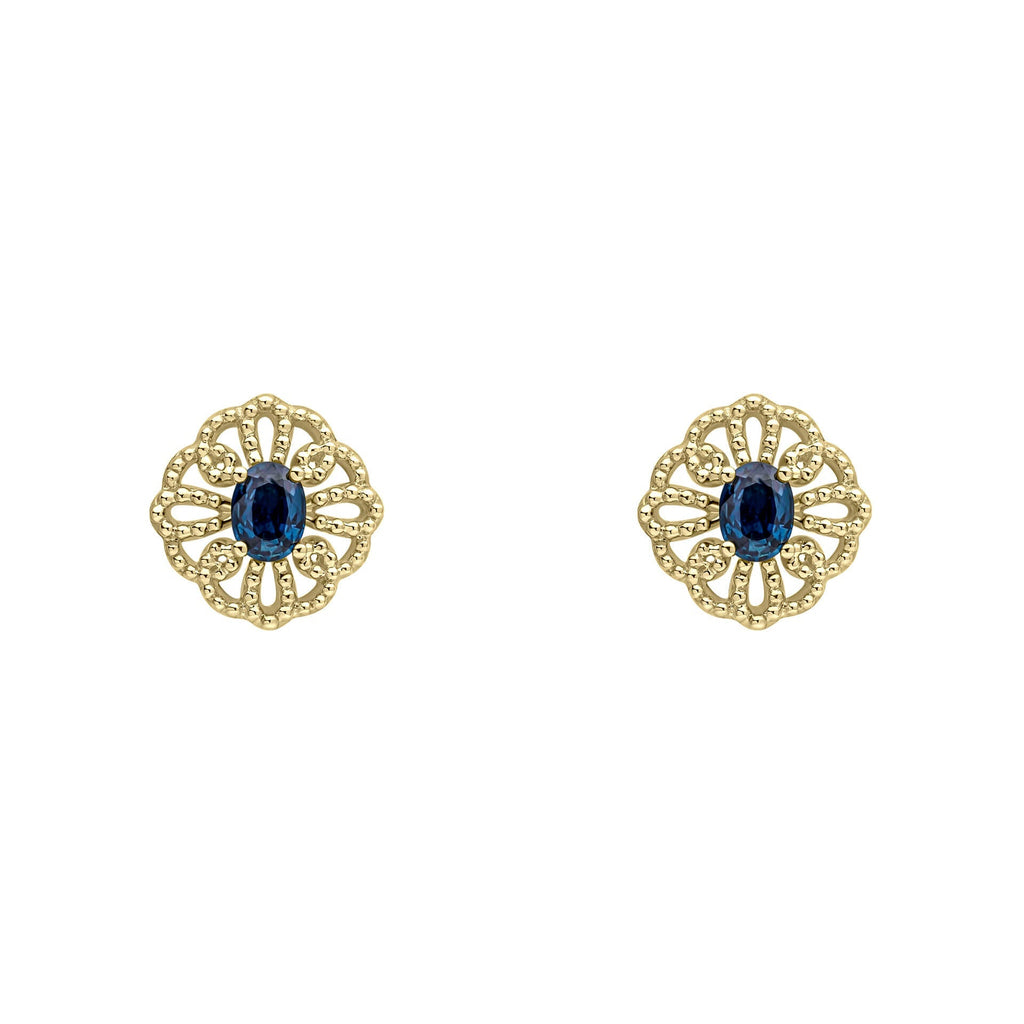 Elements Gold Ornate Sapphire Stud Earrings