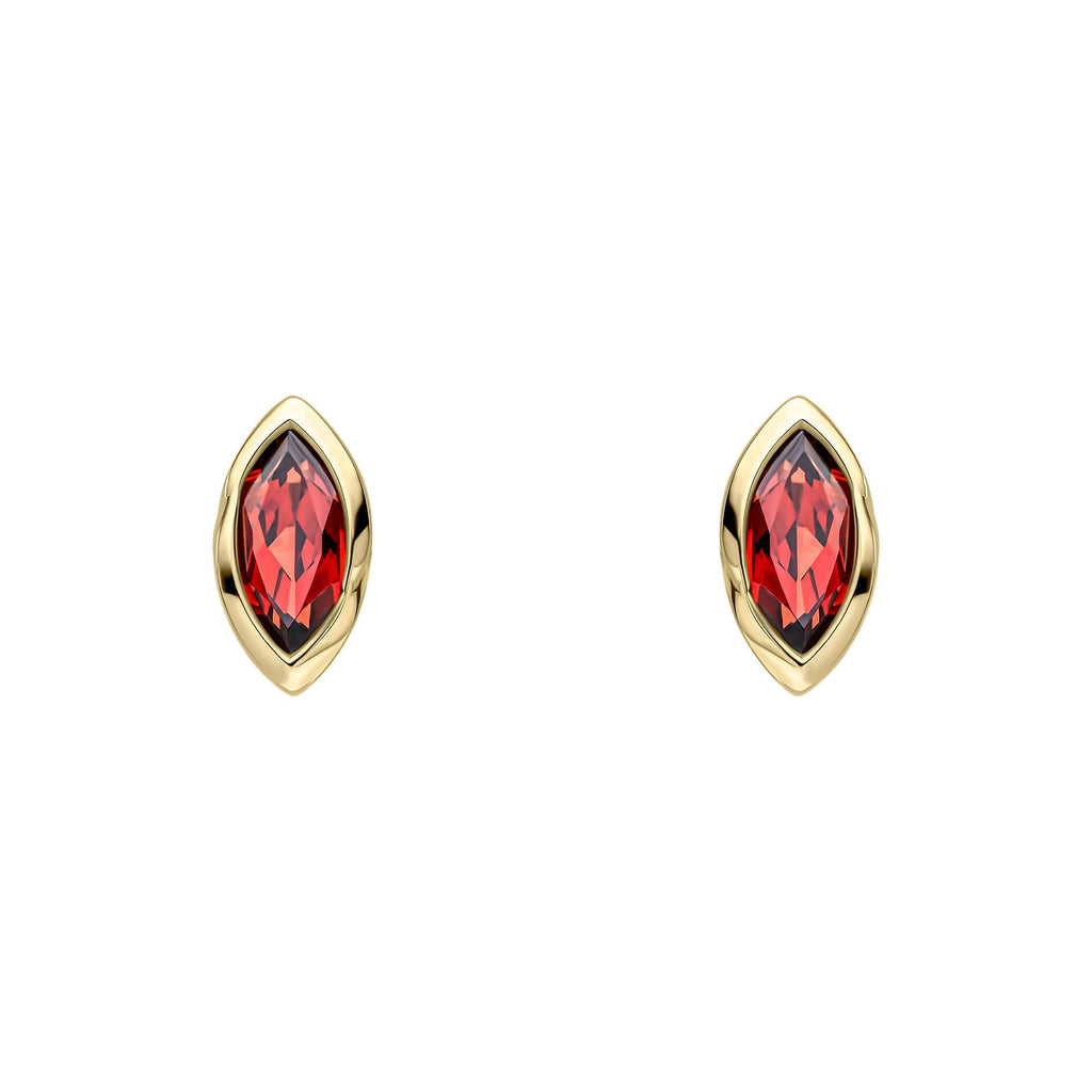 Elements Gold Marquise Garnet Stud Earrings