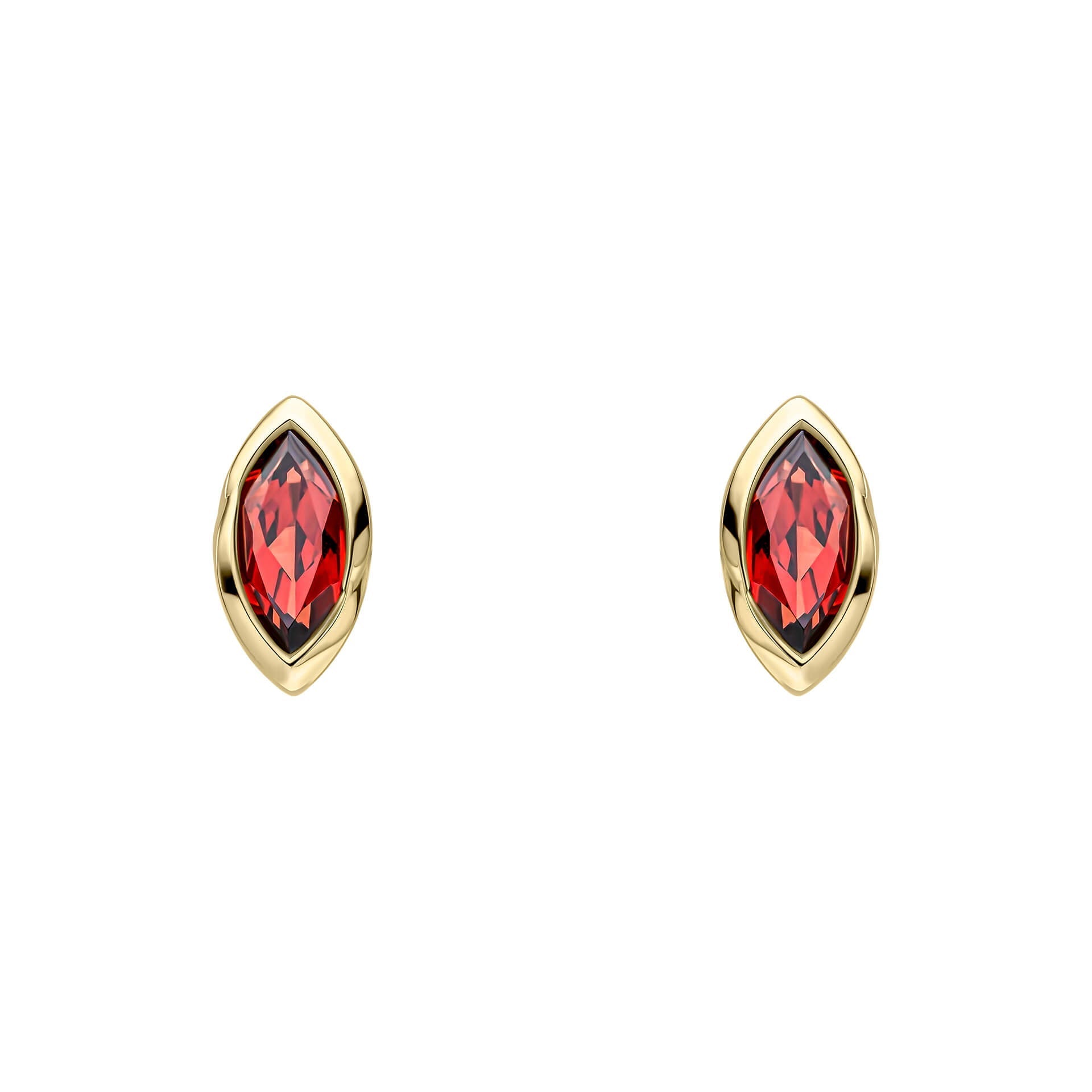 Elements Gold Marquise Garnet Stud Earrings