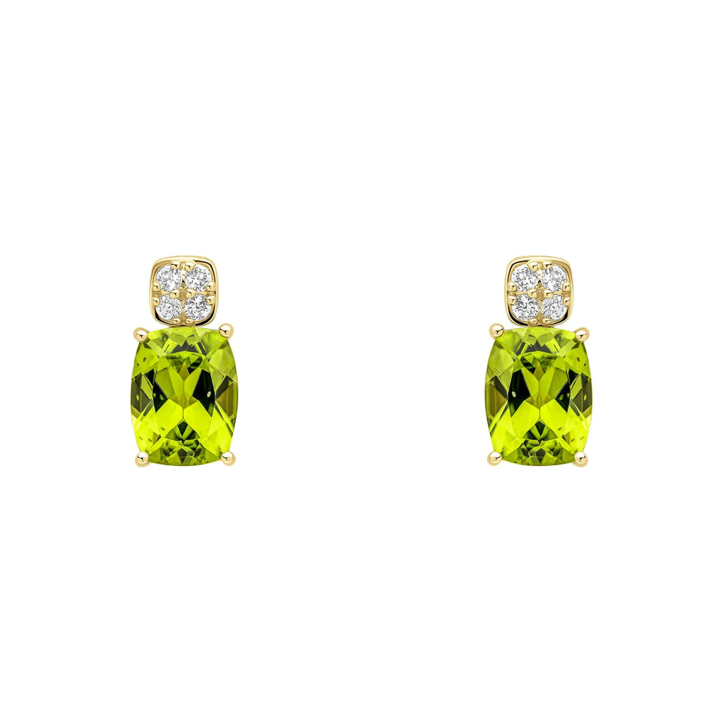 Elements Gold Cushion Cut and Cluster Peridot Earrings