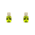 Elements Gold Cushion Cut and Cluster Peridot Earrings