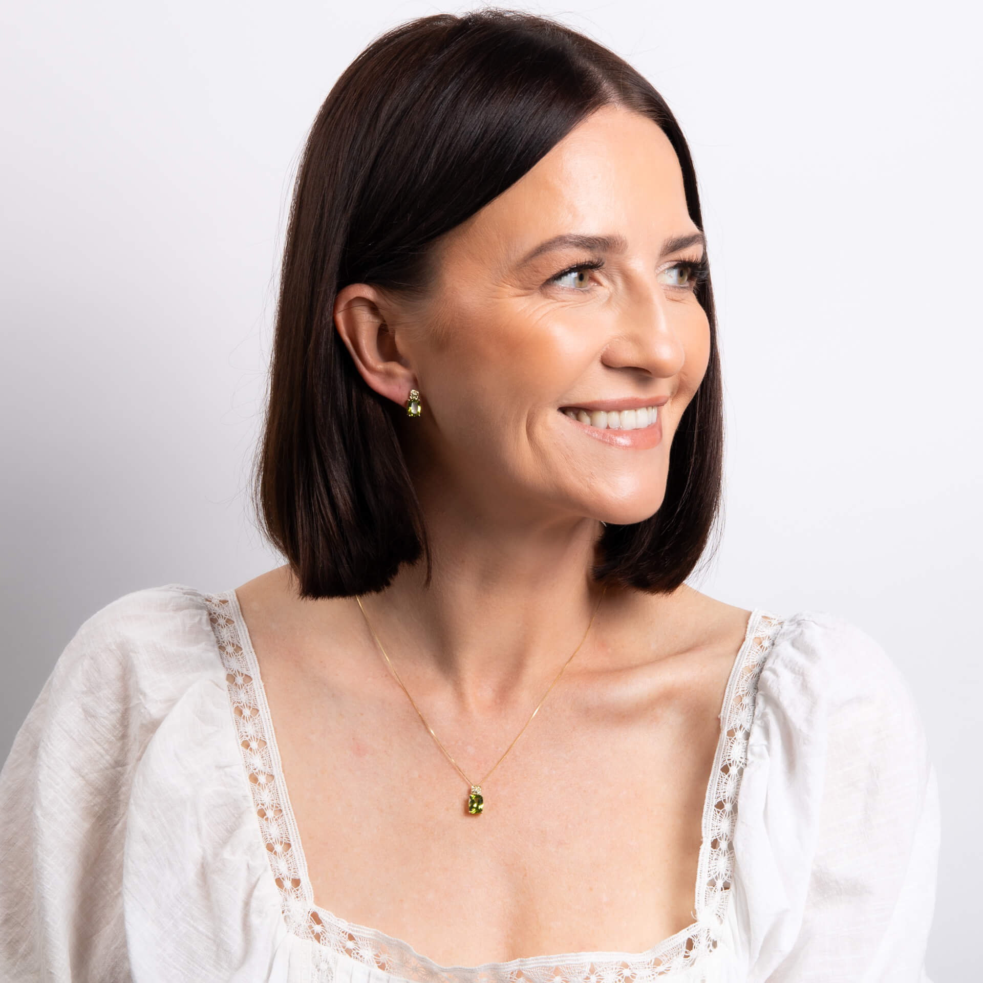 Elements Gold Cushion Cut and Cluster Peridot Earrings