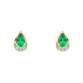 Elements Gold Teardrop Emerald and Diamond Stud Earrings