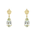Elements Gold Fancy Cut Green Quartz Drop Earrings with Swirl Detail