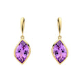 Elements Gold Flame Cut Amethyst Drop Earrings