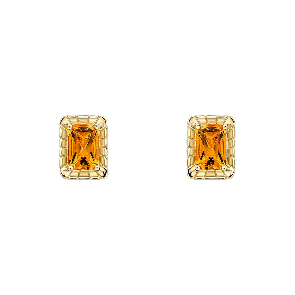 Elements Gold Detailed Octagon Citrine Stud Earrings